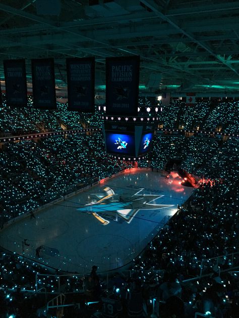 San Jose Aesthetic, San Jose Sharks Wallpaper, Hockey Photography, San Jose Sharks Hockey, Sharks Hockey, Hockey Aesthetic, Hockey Wife, Game Arena, Hockey Arena