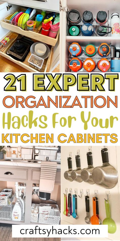 Here are some essential kitchen organization tips! From using clear storage bins for easy access to maximizing cabinet storage, you’ll find the perfect ways to keep your kitchen cabinets tidy. Diy Dish Storage Ideas, Kitchen Tools Organization Ideas, Organizing Baking Supplies Storage Kitchen Cabinets, Container Store Kitchen Organizing Ideas, Organize Casserole Dishes, Kitchen Knife Storage Ideas Drawers, Kitchen Base Cabinet Organization, Deep Kitchen Cabinets Organization, Kitchen Paper Products Organization