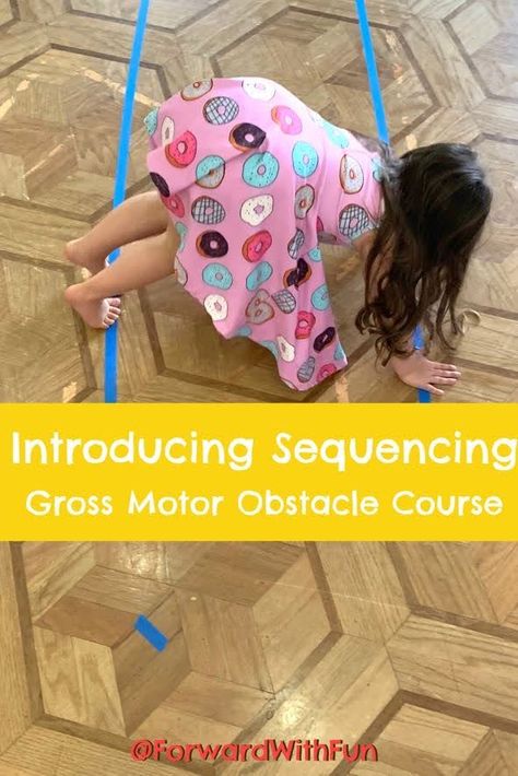 Sequencing is a tricky skill to understand but not when you're doing an obstacle course! Kids will be loving this blue tape obstacle course where they move in different ways and learn sequencing words like, "first," "next," "then," and "last." They'll be putting the actions in order while doing them in a fun and simple way. Do you have your blue tape ready? Set up in under a minute! Obstacle Course Kindergarten, Kindergarten Obstacle Course, Simple Obstacle Course For Kids, Painters Tape Obstacle Course, Classroom Obstacle Course, Sensory Obstacle Course Ideas, Core Activities Occupational Therapy, Inside Obstacle Course For Kids, Occupational Therapy Obstacle Course Ideas