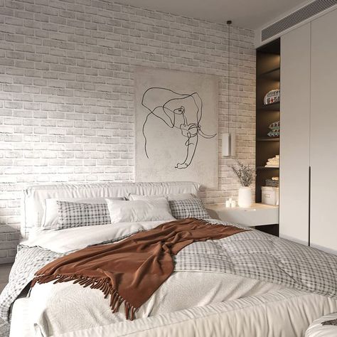 White Brick Bedroom, Brick Wallpaper Room, Removable Brick Wallpaper, Brick Wallpaper Peel And Stick, Brick Wallpaper Bedroom, Gray Brick Wall, Brick Wall Bedroom, Stenciled Wall Decor, 3d Brick Wallpaper