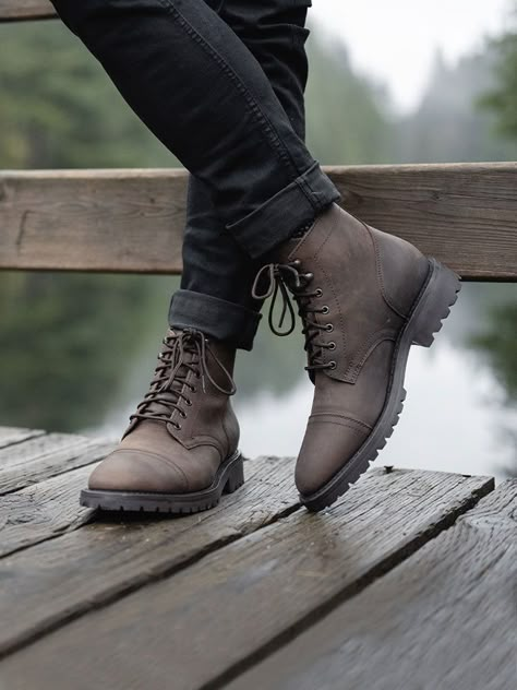 Boot Styles For Men, Men’s Fashion With Boots, Men’s Leather Boots, Mens Brown Boots Outfit, Leather Boots Outfit Men, Mens Dress Boots Outfits, Cool Boots For Men, Mens Boots Outfit, Thursday Boots Men Outfits