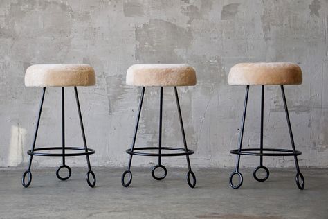 Jean Royere Style Counter Stools - Etsy Jean Royere, Swivel Seating, Banquette, Counter Stool, French Design, Fabric Samples, Counter Stools, Furniture Accessories, Dining Room Furniture