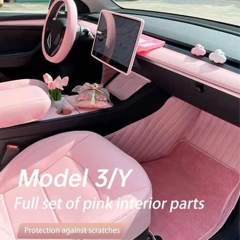 Car Accessories For Tesla Model 3 Y Center Console Storage Box  Steering Wheel Cover Screen Side Console Storage, Tesla Model 3, Pink Interior, Steering Wheel Cover, Water Cup, Center Console, Wheel Cover, Tesla Model, Tesla