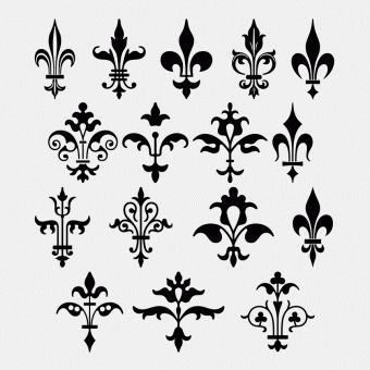 Collection of Fleur-de-lis designs Winged Stencil, Gothic Pattern, Marcasite Jewelry, Egyptian Symbols, Design Tattoo, Sterling Silver Filigree, Free Graphics, Celtic Designs, Medieval Art