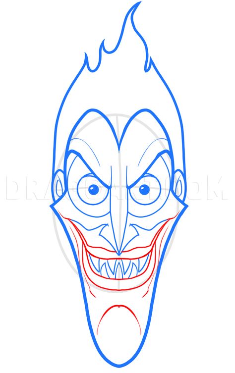 How To Draw Disney Villains Step By Step, Hades Design, Hades Drawing, Tutorial On Drawing, Hades Tattoo, Easy Cartoon, 7th Grade Art, Easy Cartoon Drawings, Drawing Guide