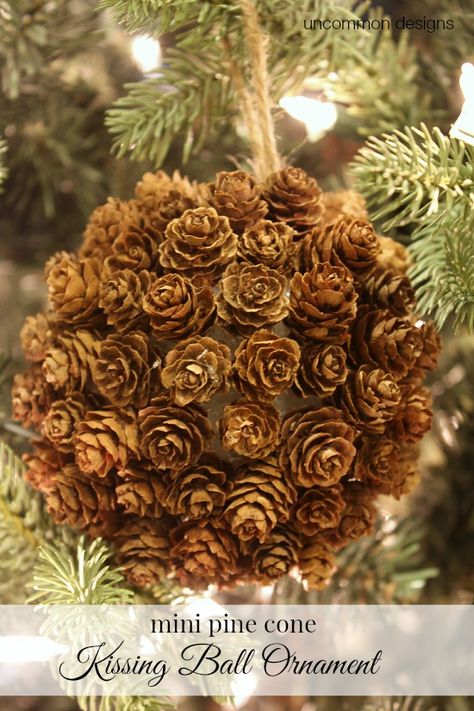 mini-pine-cone-kissing-ball-ornament-uncommon-designs Pine Cone Kissing Ball, Mini Pine Cones, Kissing Ball, Natural Christmas Decor, Pinecone Ornaments, Pine Cone Decorations, Cones Crafts, Pine Cone Crafts, Henderson Nv