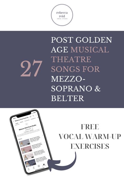 27 Post Golden Age Musical Theatre Songs for Mezzo-Soprano/Belter Musical Theatre Songs, Vocal Health, Audition Songs, Singing Techniques, Mezzo Soprano, Singing Tips, Health Check, Musical Theatre, Hidden Gems