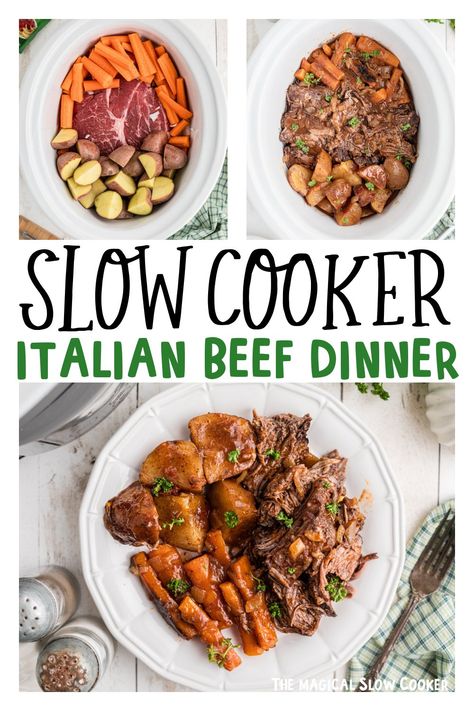 Slow Cooker Italian Beef Dinner Italian Beef Crockpot, Italian Pot Roast, Slow Cooker Italian, Slow Cooker Italian Beef, Slow Cooker Roast Beef, Low Carb Slow Cooker, Slow Cooker Recipes Beef, Slow Cooker Roast, Italian Beef