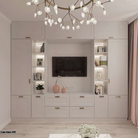 Wardrobe With Tv Unit, Man Home Decor, Living Room Cupboards, Ruang Tv, Bedroom Built Ins, Tv Cabinet Design, Wall Decoration Ideas, Living Room Tv Unit, Bedroom Cupboard Designs