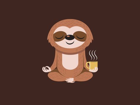 A perfect combo, don't you think? :) (I'm designing t-shirts now, yay! Do check it out here). Arte Yoga, Sloth Life, Sloth Art, Sloth Lovers, Karten Design, Baby Sloth, Cute Sloth, Coffee Love, Cup Of Coffee