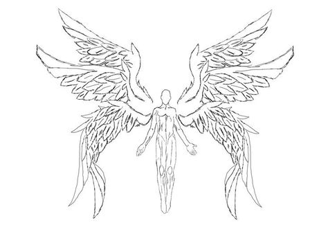 Three Wings Angel, 3 Wings Drawing, 4 Wings Angel, 3 Winged Angel, Double Wings Drawing, 3 Pairs Of Wings Drawing, Art Poses With Wings, Six Wings Angels, Multi Winged Angel