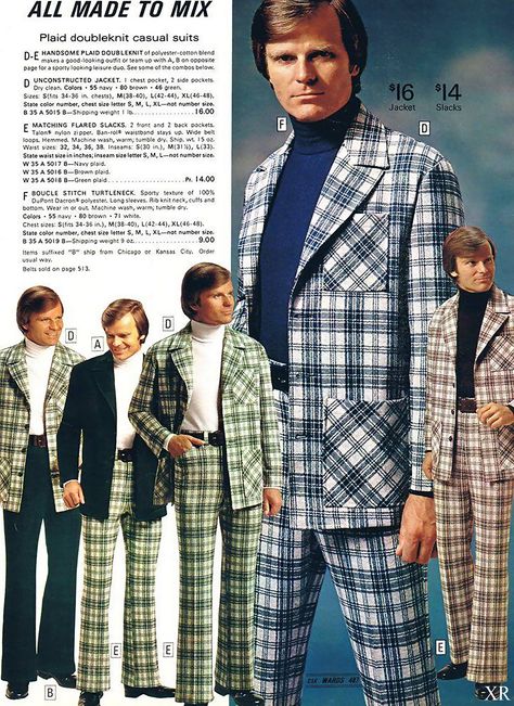 https://flic.kr/p/Dhd2bL | 1970 ... the horror of plaid! Childhood Fashion, Fashion History Timeline, 1970s Men, 70s Men, 20th Century Fashion, Leisure Suit, Ralph Lauren Style, Ranveer Singh, 1970s Fashion