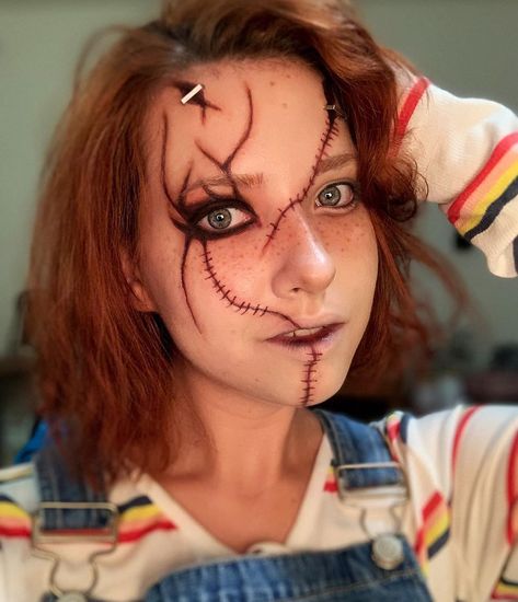 Chucky Halloween Costume, Chucky Makeup, Easy Halloween Makeup Ideas, Chucky Costume, Chucky Halloween, Easy Halloween Makeup, Horror Makeup, Halloween Makeup Inspiration, Halloween Makeup Scary