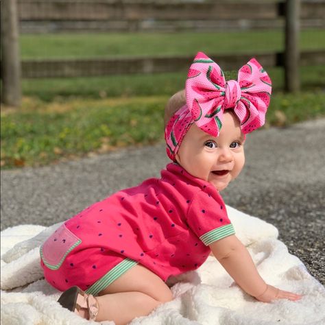 Watermelon Baby Bow Baby Headwrap No-Flop Bow!! Headwrap Size 13” X 6”, With 2-3inch Stretch. Fits Baby Heads 14-16”. This Can Be Adjusted, If Necessary. Please Create A Bundle, Leave Me A Comment In The Bundle, And We Can Discuss. Bow Is 5.5” X 6”. 95% Polyester 5% Spandex. Fabric Has 2-Way Stretch. Jojo Hair Bows, Jojo Siwa Hair, Royal Blue Hair, Dance Bows, Tie Dye Hair, Jojo Siwa Bows, Watermelon Baby, Bow Headwrap, Blue Hair Bows