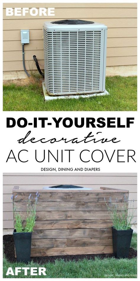 DIY AC Unit Cover - Taryn Whiteaker Ac Unit Cover, Diy Ac, Outdoor Pallet Projects, Thick Base, Diy Outdoor Decor, Pallet Outdoor, Diy Pergola, Backyard Projects, Tutorial Diy