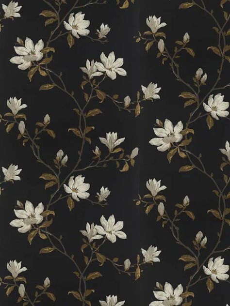 Marchwood Wallpaper Colefax And Fowler Wallpaper, Black Floral Wallpaper, Colefax And Fowler, Magnolia Tree, Wall Art Wallpaper, Magnolia Trees, Watch Wallpaper, Wallpaper Direct, Gold Wallpaper