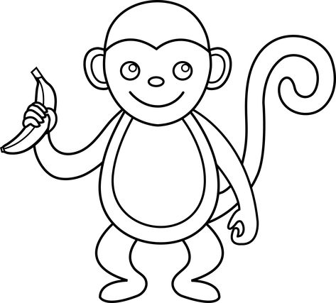 Monkey Template, Template Black And White, Clip Art Black And White, Outline Pictures, Animal Line Drawings, Art Outline, Monkey Drawing, Monkey Tattoos, Cartoon Monkey