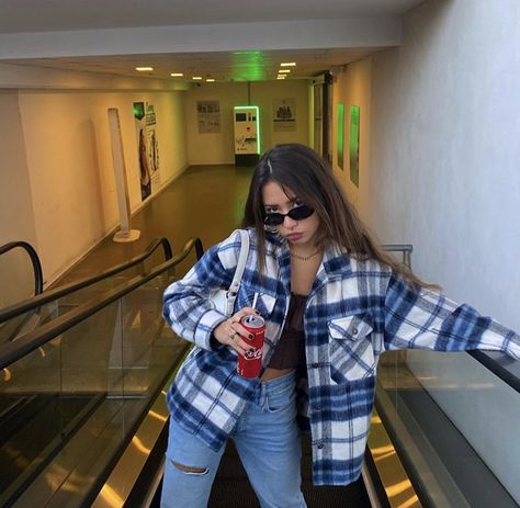 Blue Checkered Shirt Outfit, Checkered Coat Outfit, Flannel Jacket Outfit, Checkers Shirt, Checkered Shirt Outfit, Shacket Outfit Women, Plaid Jacket Outfit, Cherry Boom, Hoodie Outfit Casual