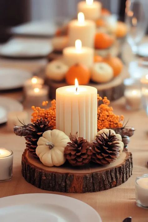 Simple Centerpieces For Thanksgiving, Fall Diy Centerpieces Wedding, Thanksgiving Dinner Centerpieces, Fall Party Table Centerpieces, Table Centerpieces For Thanksgiving, Ideas For Thanksgiving Decorations, Small Table Decorations For Party, Thanksgiving Decorations For Table, Thanksgiving Dinner Decorations Table