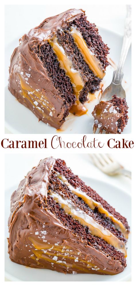 Caramel Chocolate Cake, Salted Caramel Chocolate Cake, Tårta Design, Caramel Cake Recipe, My Birthday Cake, Salted Caramel Chocolate, Best Cake Recipes, Caramel Chocolate, Delicious Cake Recipes