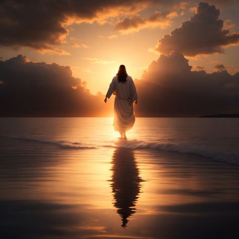 Jesus Christ Walking On Water#pikbest##Backgrounds Jesus Walking With Me, Jesus Saved Me, Heaven Landscape, Walking In The Spirit, God Photography, Jesus Walking On Water, Walking With Jesus, Jesus Love Images, Walking With God