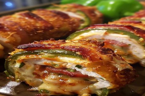 Smoky Cheesy Jalapeño Chicken Rolls Smoky Cheesy Jalapeño Chicken Rolls, Sausage Stuffing Recipes, Cheesy Jalapeño Chicken, Bge Recipes, Bacon Wrapped Stuffed Jalapenos, Rolled Chicken Recipes, 2023 Recipes, Bacon Wrapped Jalapenos, Sausage Stuffing