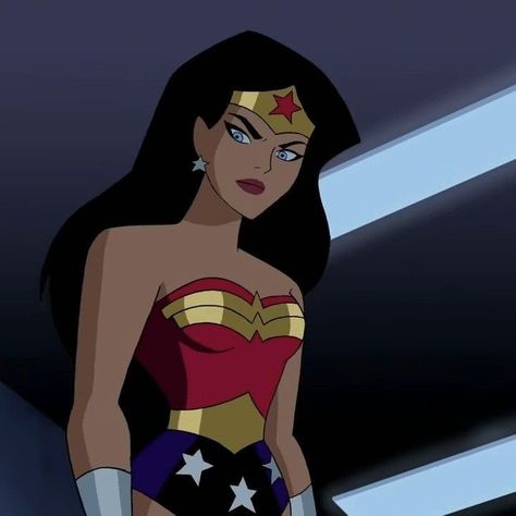 Dcau Wonder Woman, Wonder Woman Justice League Cartoon, Wonder Woman Pfp, Batman And Wonder Woman, Justice League Animated, Batman Superman Wonder Woman, Dc Comics Women, Comic Book Girl, Justice League Wonder Woman