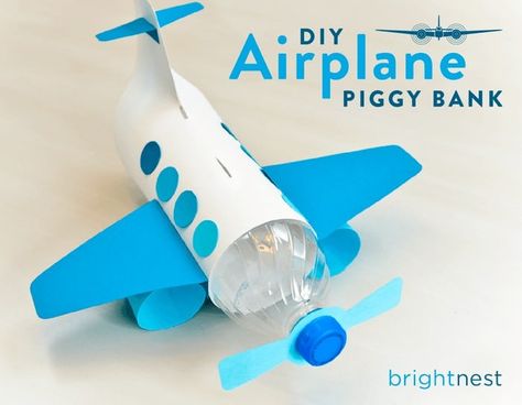 Diy Airplane, Piggy Bank Diy, Recycling For Kids, Diy Party Crafts, Transportation Crafts, Recycled Crafts Kids, Fun Crafts To Do, Jewerly Making, Diy And Crafts Sewing