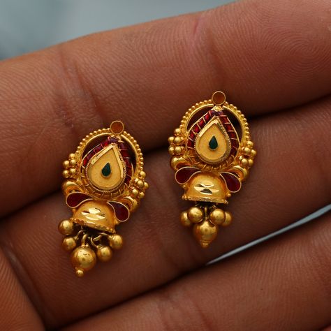 Earrings Models Gold, 3 Grams Gold Earrings Indian Latest, Studs Earrings Gold India, 3 Grams Gold Earrings Indian, Traditional Gold Earrings, 2 Grams Gold Earrings Designs, Indian Gold Earrings, Fashion Jewelry Necklaces Gold, Pearl Earrings Designs