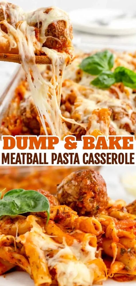 Frozen Meatball Baked Ziti, Baked Spaghetti And Meatballs Recipe, Penne Pasta With Pepperoni And Meatballs, Meatball Ziti Bake, Baked Ziti With Meatballs Easy, Meatball Dishes Dinners Easy Recipes, One Pan Baked Pasta, Pasta And Meatballs Recipes, Recipes With Ziti Noodles