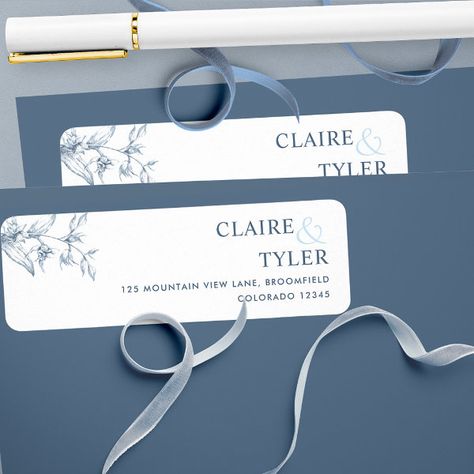 Elegant Chic Blue Wedding Return Address Label Return Address Labels Template, Wedding Return Address, Address Label Template, Return Address Wedding, Return Address Stamp, Wedding Labels, Address Stamp, Envelope Seals, Address Label