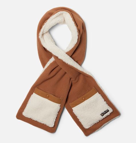 A dual-sided Sherpa scarf with roomy hand-pockets on both ends. Columbia Sportswear, Double Face, Scarfs, Scarf Wrap, Columbia, Women's Accessories, Scarf Accessory, Camel, Fashion Accessories