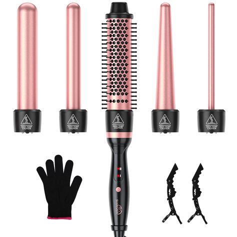 PRICES MAY VARY. Enjoy Various Hairstyles with Only One Tool: The sizes of Sixriver 5 in 1 curling iron set include 1.65" curling iron brush, 1" curling iron for vivacious volume, 0.4" small curling wand for tight curls, 0.78-1" tapered barrel curling wand for voluminous curls, 1.25" curling wand for beach wave, make charming hairstyles everyday, easy to use for beginners. Create Gorgeous Blowout Look: 1.65" ionic curling iron brush with unique 2 rows of hard comb teeth to keep hair smooth and t Hairstyles Everyday, Hair Curling Wand, Wand Curler, Wand Curling Iron, Hair Wand, Thermal Brush, Dream Birthday, Curling Wand Set, Wand Hairstyles