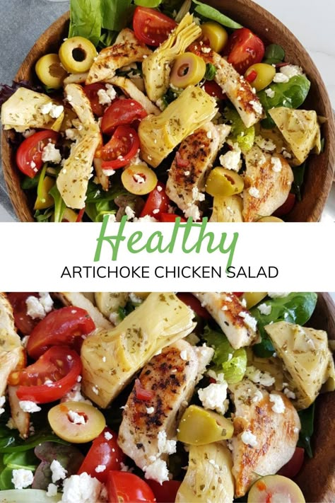 Greek Artichoke Salad, Mediterranean Diet Artichoke Recipes, Fiber Packed Meals, Low Fat Mediterranean Recipes, Optivia Salad Recipes, Mediterranean Diet Salads, Artichoke Chicken Salad, Mediterranean Recipes Healthy, Artichoke Salad