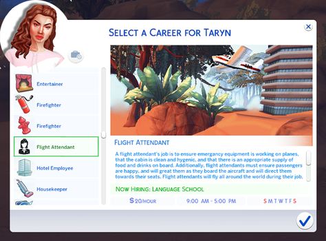 The Sims 4 Flight Attendant Career! [10 Career Levels] - NEEDS UPDATING! A flight attendant’s job is to ensure emergency equipment is working on planes, that the cabin is clean and hygenic, and that... Aspiration Sims 4 Cc, Sims 4 Flight Attendant Cc, Sims 4 Flight Attendant, Sims 4 Careers Cc, Sims 4 Custom Careers, Sims 4 Carrer, Mortician Career, Sims 4 Cc Jobs, Sims Traits