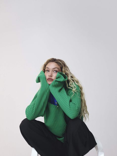 Guest In Residence, Porter Magazine, Gigi Hadid, Green Sweater, Net A Porter, Porter, Magazine, Green, Instagram