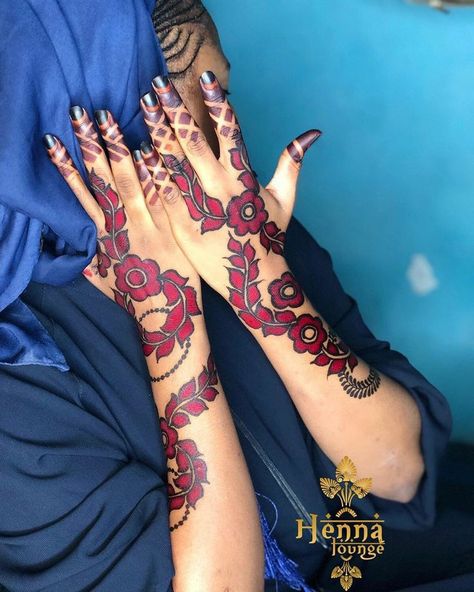 Hausa Henna Design, Black And Red Mehandi Designs, Swahili Henna Designs, Mehndi New Design, Mehandi Practice, African Henna, Sudanese Henna, Mehndi New, Easy Mehendi