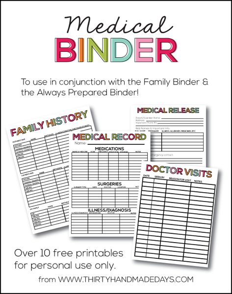 Printables Organizational, Medical Binder, Always Prepared, Emergency Binder, Family Binder, Household Binder, Binder Printables, Notebook Templates, Home Binder