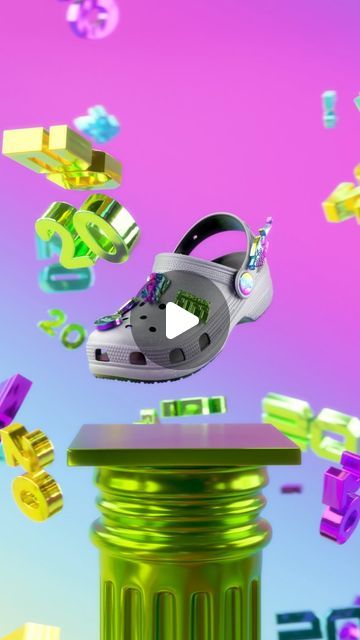 Crocs Shoes on Instagram: "The party starts now. We're celebrating 20 years of the Crocs universe with the 2022 Croc Day Classic Clog sprinkled with metallic Jibbitz Charms! Available now at Crocs.com" October 21, Crocs Shoes, Room Set, 20 Years, Sprinkles, Clogs, Universe, Charms, Graphic Design