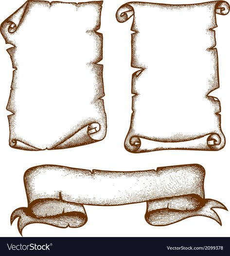 Hand-drawn Scrolls Royalty Free Vector Image - VectorStock Ancient Scroll Drawing, Vintage Scroll Design, Scroll Patterns Free, How To Draw Scrolls, Scroll Drawing Easy, Scroll Drawing Design, How To Draw A Scroll, Scroll Design Templates, Scroll Tattoo Stencil