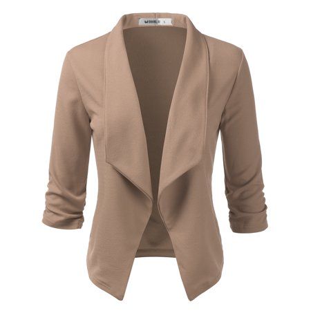 Three Quarter Sleeve Blazer, Business Casual Blazer, Summer Blazer, Plus Size Blazer, Blazer Women, Open Front Blazer, Classic Blazer, Work Jackets, Casual Work