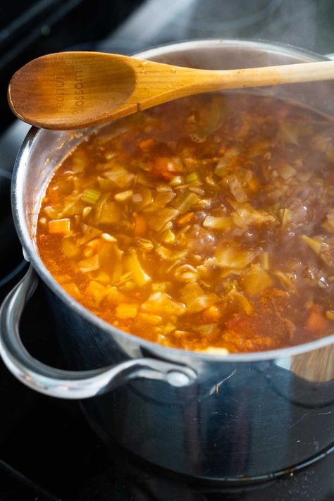 Sweet and Sour Cabbage Soup {Stovetop or Crockpot} Cabbage Soup Sweet And Sour, Hungarian Sweet And Sour Cabbage Soup, Hot And Sour Cabbage Soup, Sweet Sour Cabbage Soup, Sweet Sour Soup, Sweet And Sour Cabbage Soup, Sour Cabbage Soup, Meatless Soup, Healing Soups