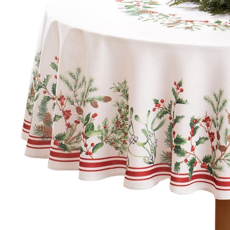 PRICES MAY VARY. 100% Polyester ELEGANT CHRISTMAS TABLECLOTH: Whether you use this traditional Christmas tablecloth for a party or family dinner, it’s sure to bring a touch of holiday charm to any dining tablescape. Coordinate it with the Winter Holiday Berry napkins, placemats, and table runner to complete the look. HIGH-QUALITY HOME DECOR: Made from durable 100% polyester, this white tablecloth is decorated with green branches, pine cones, and winter berries on a soft white ground. It also fea Christmas Table Covers, Holiday Berries, Elegant Tablecloth, Oval Tablecloth, Dinner Decoration, Tablecloth Fabric, Christmas Table Cloth, Holiday Tables, Williams Sonoma