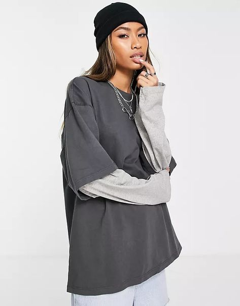 Search: long sleeve tops women - page 1 of 197 | ASOS Oversize Long Sleeve T Shirt, Double Layer Tshirt, Oversized T Shirt With Long Sleeve Underneath, Grey Oversized Tshirt Outfits, Double Layer Outfit, Long Sleeve Under T Shirt Outfit, T Shirt With Long Sleeve Underneath, T Shirt Layering Outfit, Tshirt Over Long Sleeve Outfit