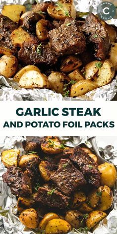 Healthy Steak Recipes, Resep Starbuck, Healthy Steak, Garlic Steak, Foil Pack Meals, Steak And Potatoes, Foil Packs, Healthy Grilling Recipes, Grilled Dinner