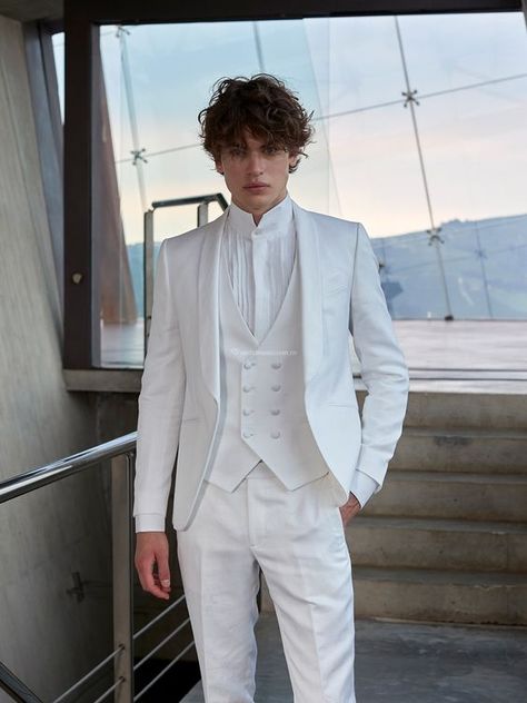 Groom’s Guide: Stylish Wedding Outfits for 2024 Celebrations Groom Suit Prince, Mens All White Suit, White Coat Outfit Men, All White Wedding Suit Groom, Unique Suit Jacket Men, Tux For Men Wedding, Mens White Wedding Suit, White Suits For Wedding, White Suit Aesthetic Men