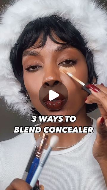 Beauty + Wellness on Instagram: "How to blend concealer for different coverage levels.   #concealertutorial" Concealer Only Makeup Look Black, Concelear Only Make Up, How To Blend Concealer, How To Put On Concealer, How To Put Concealer On, Concealer Makeup Look, How To Use Concealer, Concealer Tips How To Apply, Where To Put Concealer