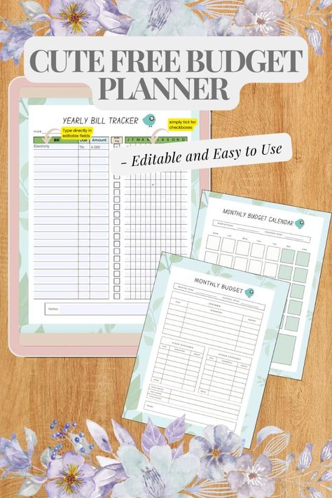 Cute Free Budget Planner - Editable and Easy to Use plannerdecorating #plannernerd #studentplannertemplate💲 Free Digital Budget Template, Happy Planner Budget Layout, Daily Expense Tracker Printable Free, Monthly Budget Printable Free Worksheets, Editable Planner Templates Free, Free Digital Budget Planner For Ipad, Digital Budget Planner Goodnotes Free, Budget By Paycheck Printables Free, 2025 Planner Printable