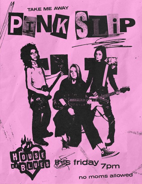 Concept poster for Pink Slip from 2003 film "Freaky Friday." Design by Fan Club Studio | instagram: @fanclubstudio Good Friday Images, Friday Images, Concert Poster, Good Friday, The Band, Merchandise Design, Motion Graphics, Portland, Screen Printing