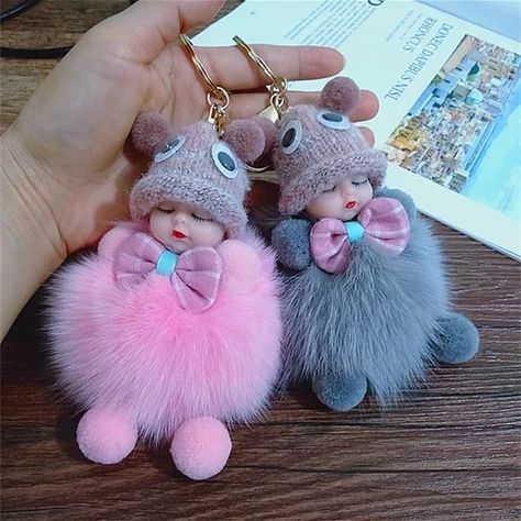 Cute Cartoon Sleeping Doll Keychain Fur Ball Plush KeyChain Keyring Women Handbag Car Key Holder Bag Pendant Toys for Kids Gift|Plush Keychains| - AliExpress Key Mobile, Cartoon Sleeping, Fluffy Phone Cases, Plush Keychains, Simple Mehendi Designs, Toy Keys, Fur Keychain, Baby Pop, Cute School Stationary